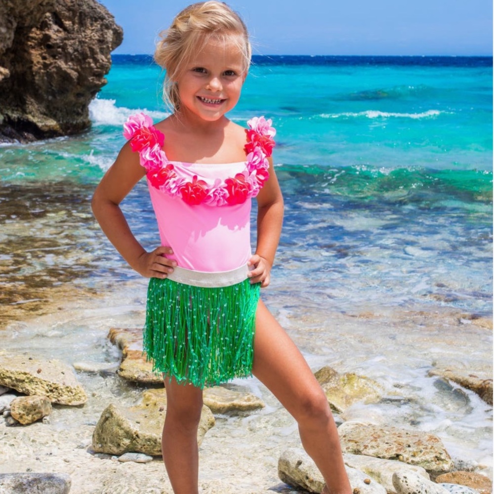 Shade Critters One-Piece Swimsuit CoverUp Skirt Set hula dress swim Hawaii nwot
